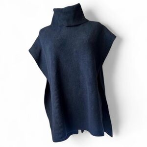 Banana Republic Black Turtleneck Poncho Sleeveless Ribbed Sweater Size XS/S